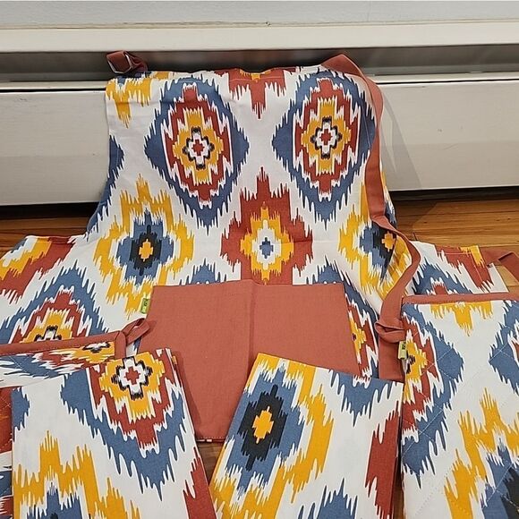 5 Pcs Aztec Theme Kitchen Towels Southwestern Mits Apron - Picture 3 of 3